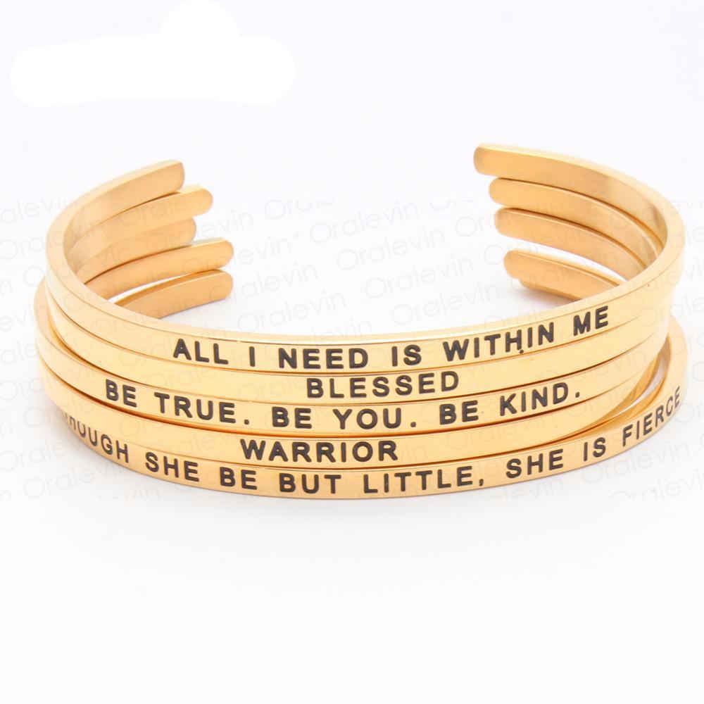 Engraved Positive Inspirational Cuff Bracelet