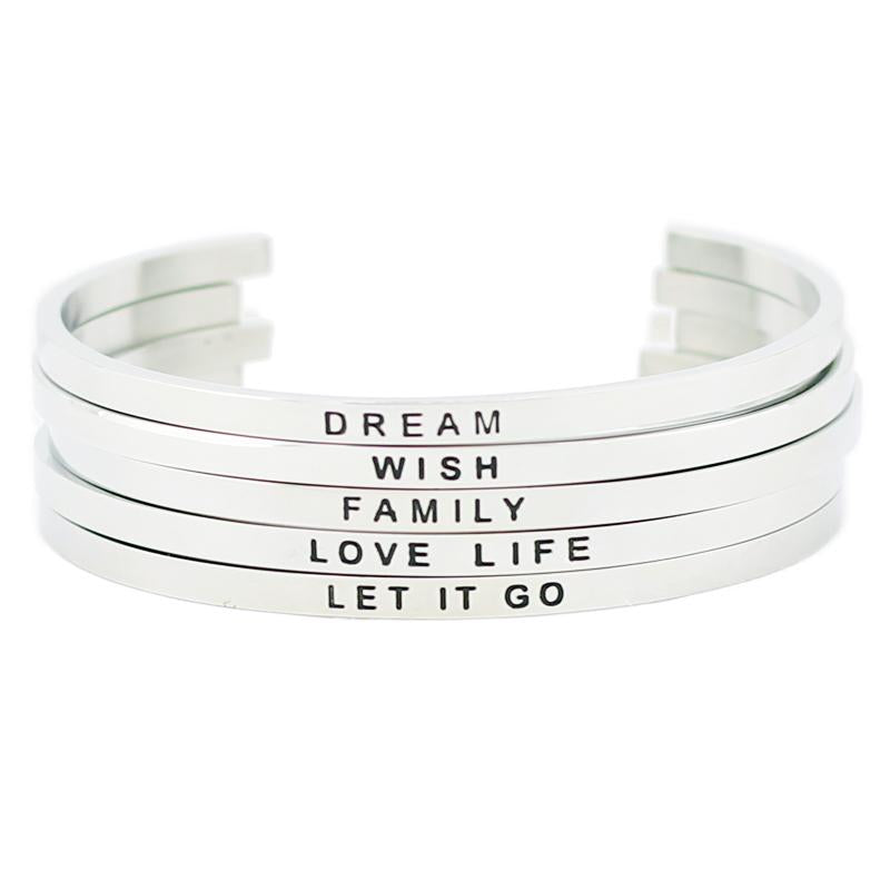 Positive Text Cuff Bracelet