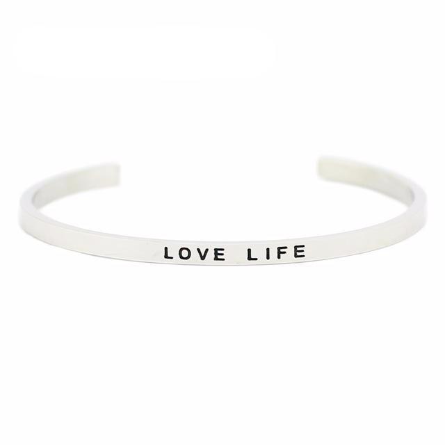 Positive Text Cuff Bracelet